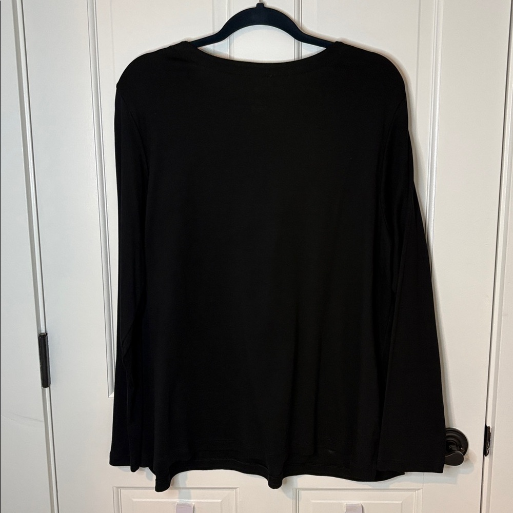 J. Jill Size 2X Pima Crewneck Black Long Sleeve Tee - Picture 5 of 7